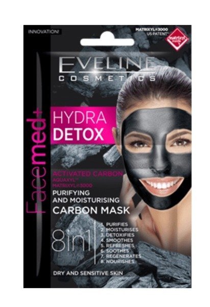 Eveline Cosmetics Facemed+ Cleansing Moisturizing Carbon Mask 8in1 7ml