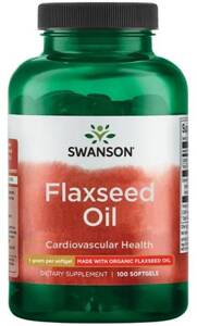 Swanson Flaxseed Oil 1000mg 100 Softgels