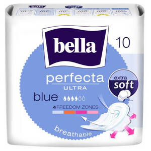 Bella Perfecta Ultra Blue Ultra-thin Sanitary Pads Extra Soft 10 Pieces