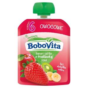 BoboVita Dessert Mousse Banana and Apple with Strawberry and Kiwi for Babies after 6 Months No Added Sugar 80g