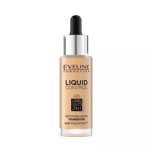 Eveline Liquid Control HD Light Face Foundation with Dropper Excellent Mattifying Effect 016 Vanilla Beige 32ml