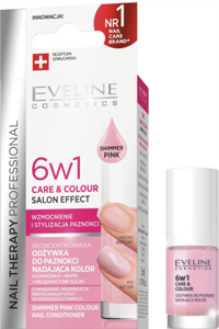 Eveline Nail Therapy Professional 6in1 Care & Colour Salon Effect Total Action Shimmer Pink 5ml