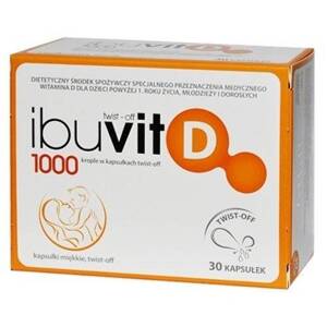 Ibuvit D 1000 Drops in Twist Off Capsules 30pcs. Best Before 30.04.24