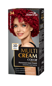 Joanna Multi Cream Permanent Hair Color Paint Care 34 Intensive Red Silk Shine