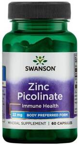 Swanson Zinc Picolinate Body Preferred Form 22mg 60 Capsules