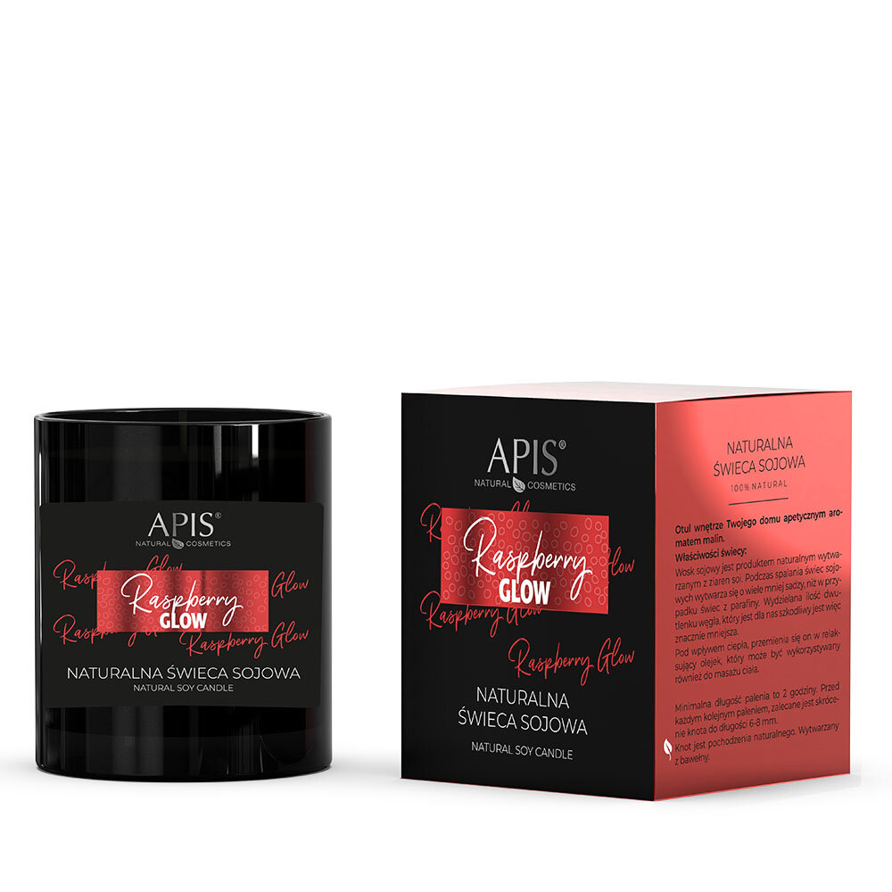 Apis Raspberry Glow Natural Soy Candle 100% 220g