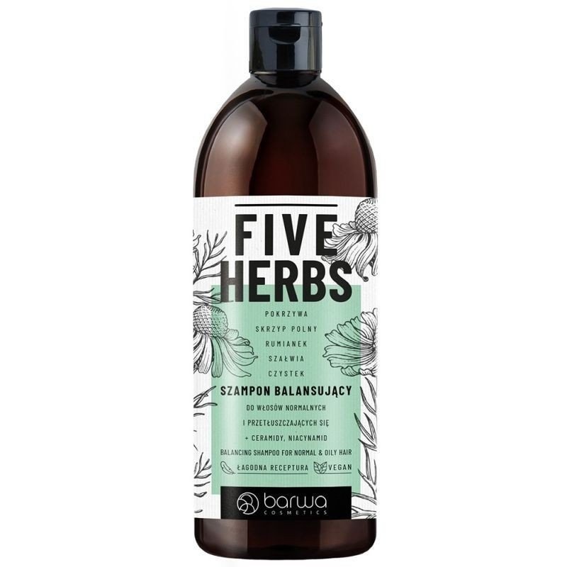 Barwa Five Herbs Balancing Shampoo for Normal and Oily Hair 480ml