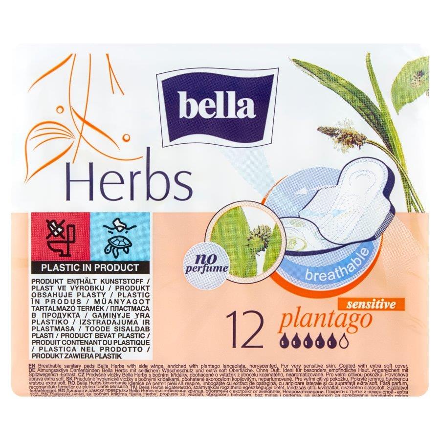 Bella Herbs Plantago Sanitary Pads Enriched with Herbs 12 Pieces