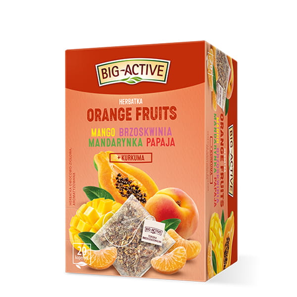 Big-Active Orange Fruits Fruit and Herbal Tea Mango Peach Mandarin 20x2g