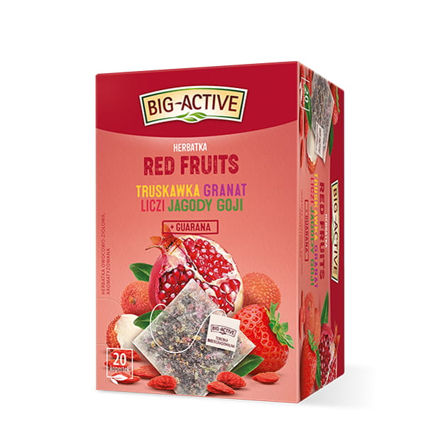 Big-Active Red Fruits Herbal Fruit Tea Strawberry Pomegranate Lychee 20x2.25g