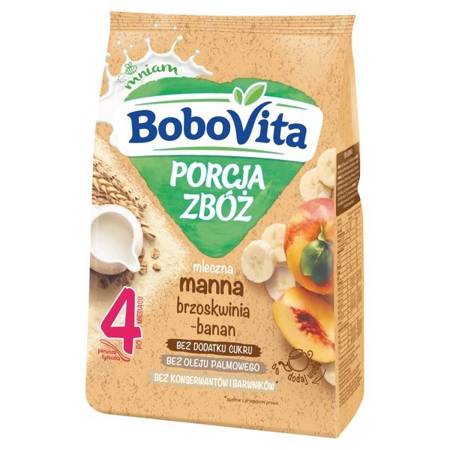 BoboVita Cereal Portion Milk Manna with Peach and Banana Flavor for Babies after 4 Months 210g