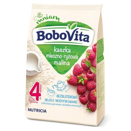 BoboVita Gluten-Free Milk and Rice Porridge with Raspberry Flavor for Babies after 4 Months 230g