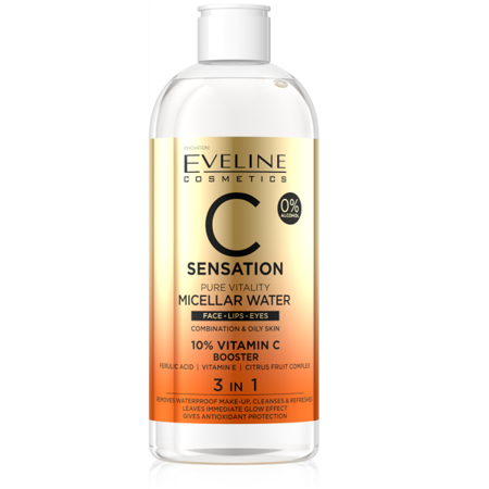 Eveline C Sensation Pure Vitality Micellar Water 3in1 for Combination and Oily Skin 400ml