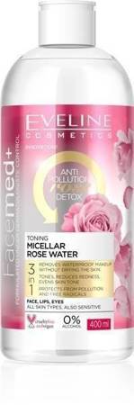 Eveline Facemed Tonning Micellar Rose Water Face  Detox Waterproof Makeup 400ML