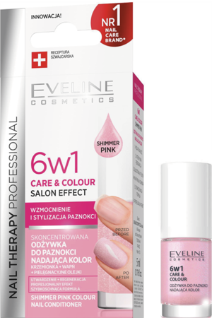 Eveline Nail Therapy Professional 6in1 Care & Colour Salon Effect Total Action Shimmer Pink 5ml