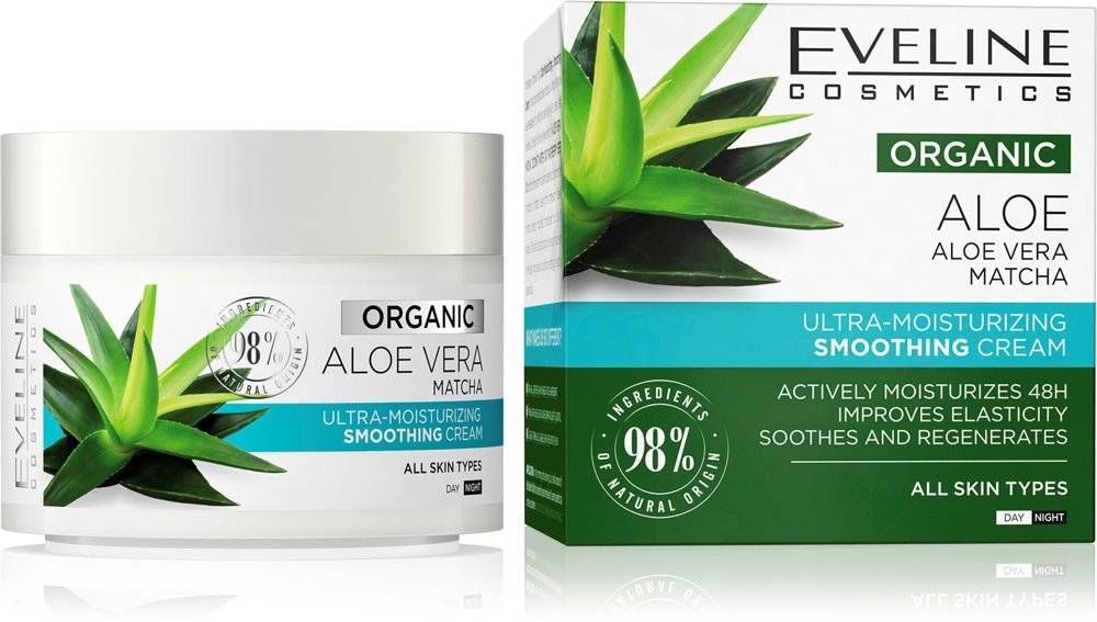 Eveline Organic Aloe Ultra-Moisturizing Smoothing Day and Night Cream All Skin Types 50ml