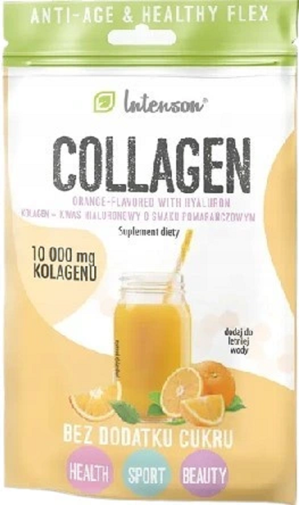 Intenson Collagen Orange Flavor with Hyaluronic Acid and Vitamin C in Drinking Powder 11.3g