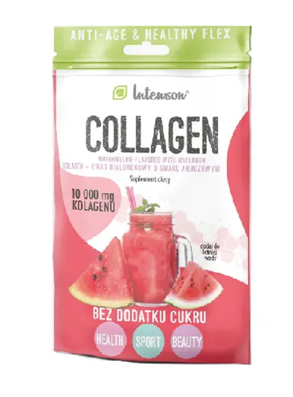 Intenson Collagen Watermelon Flavor with Hyaluronic Acid and Vitamin C in Drinking Powder 10.8g