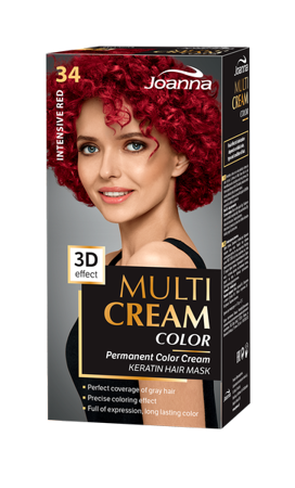 Joanna Multi Cream Permanent Hair Color Paint Care 34 Intensive Red Silk Shine