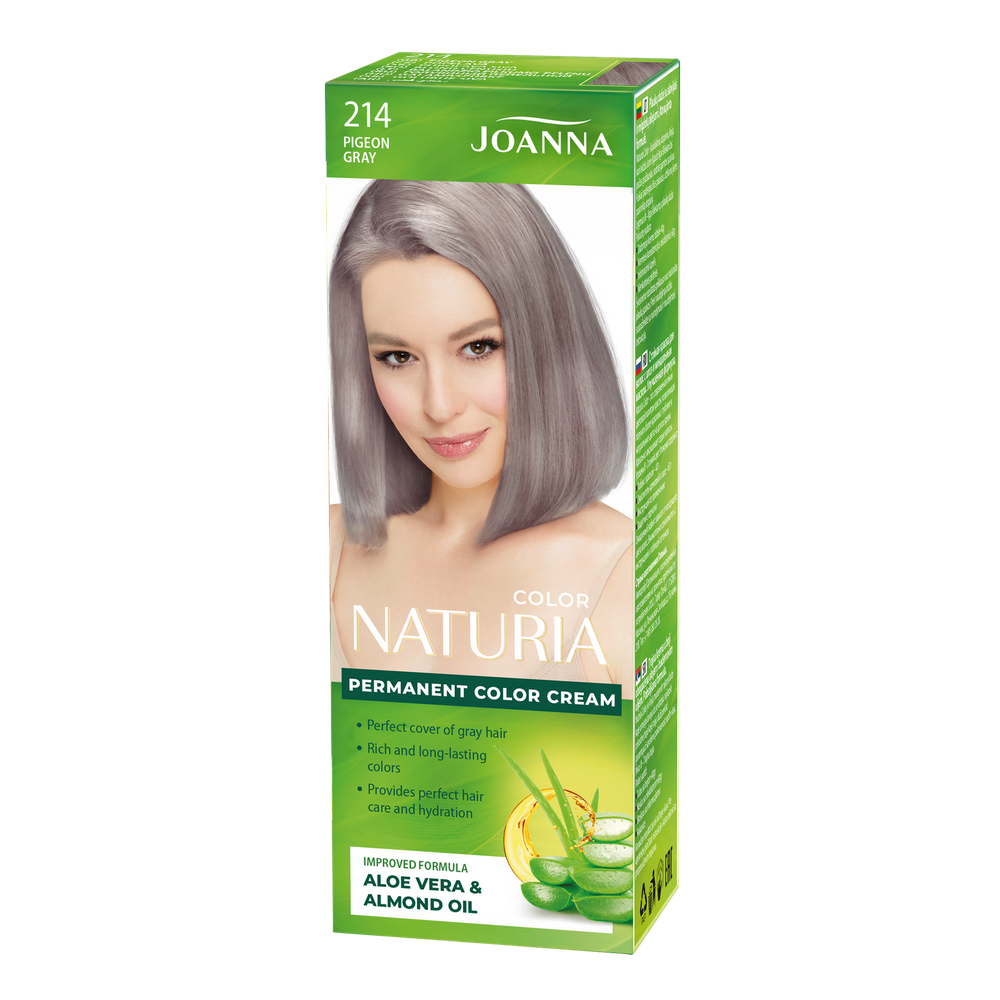 Joanna Naturia Permanent Hair Color Paint Care Shine Dye 214 Pigeons Gray 100ml