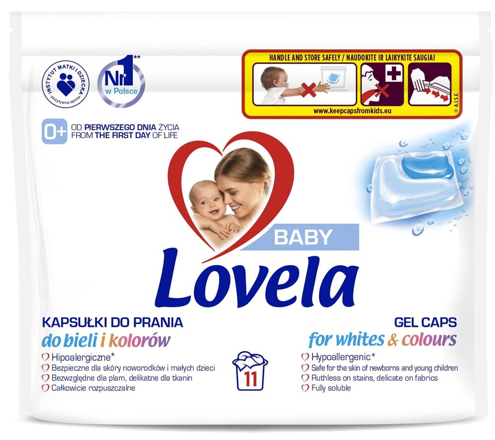 Lovela Baby Hypoallergenic Capsules for Washing Whites and Colors for Children and Infants from First Day of Life 11 Capsules