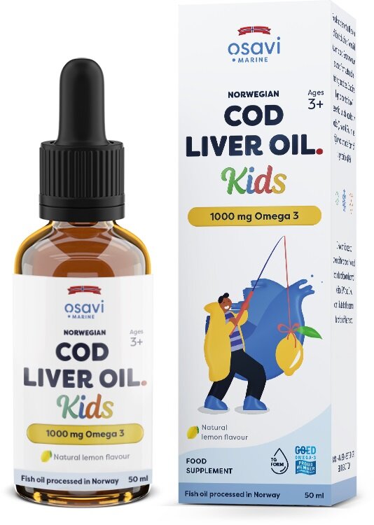 Norwegian Cod Liver Oil Kids, 1000mg Omega 3 (Lemon) - 50 ml.