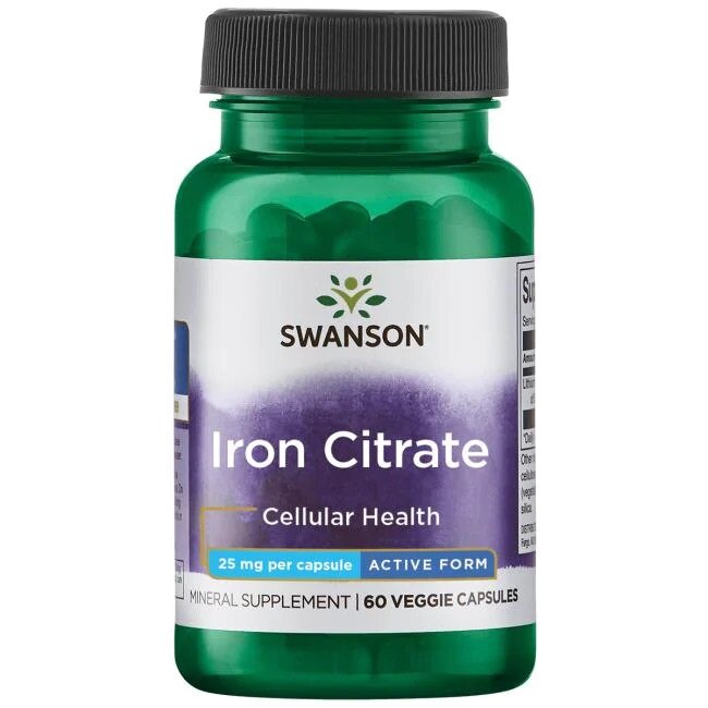 Swanson Iron Citrate 25mg 60 Vcapsules