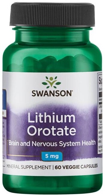 Swanson Lithium Orotate 5mg 60 Vcapsules