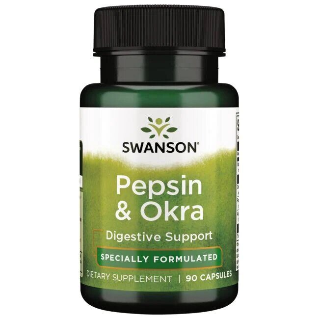 Swanson Pepsin & Okra Digestive Support 90 Capsules