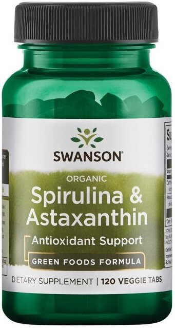 Swanson Spirulina & Astaxanthin 120 Veggie Tablets