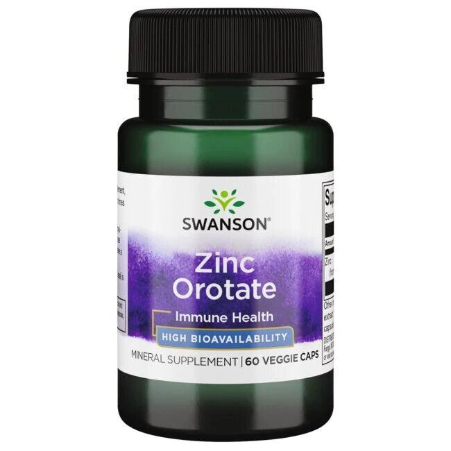 Swanson Zinc Orotate High Bioavailability Mineral Salt 60 Capsules