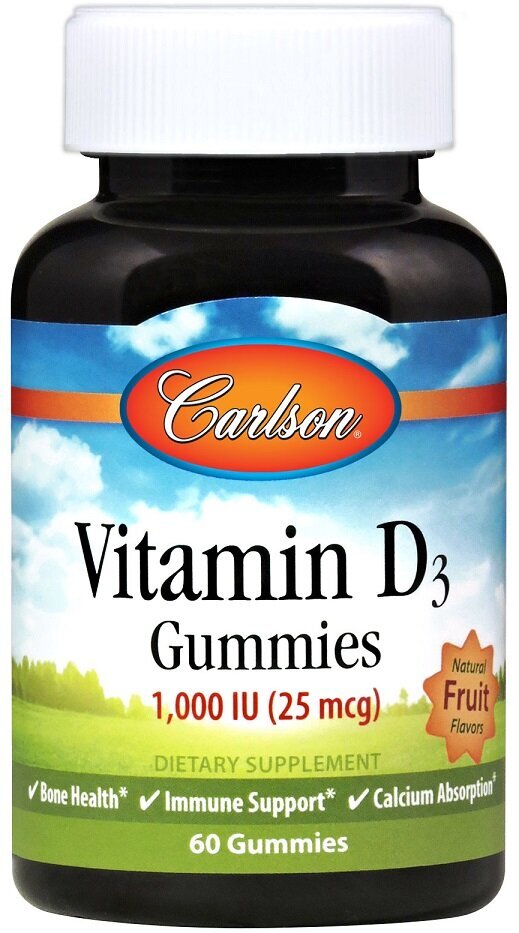 Vitamin D3 Gummies, 1000 IU Natural Fruit - 60 gummies