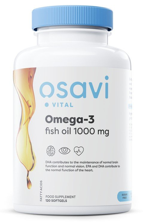 Osavi Omega-3 Fish Oil 1000 mg Molecularly Distilled (Lemon) for Brain and Heart Support 120 Softgels