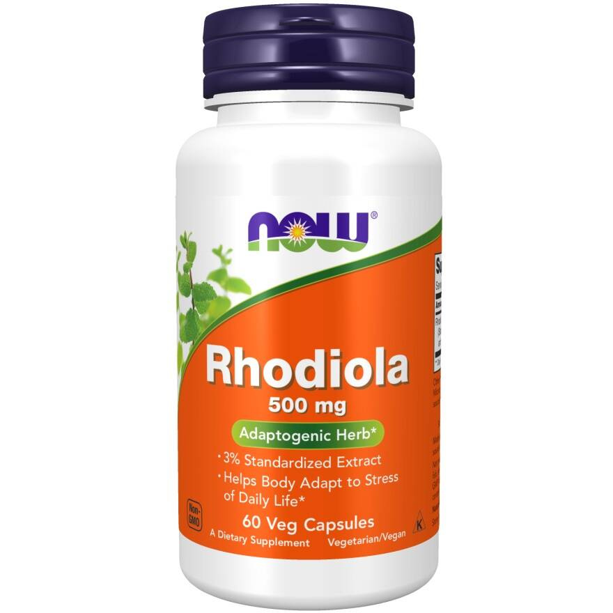 Now Foods Rhodiola 500mg Różeniec Górski Wspiera Układ Nerwowy Łagodzi Stany Lękowe i Bezsenność 60 Kapsułek