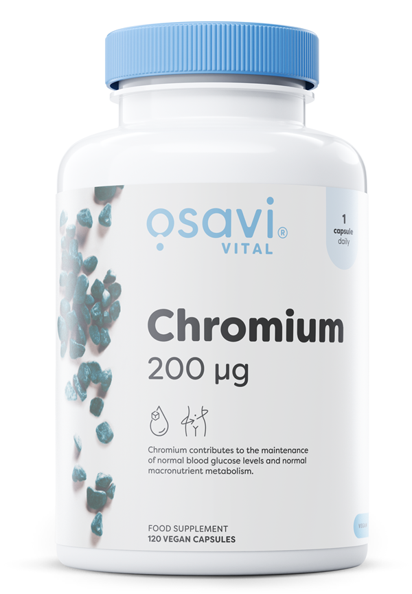 Osavi Chromium 200mcg Wspiera Prawidłowy Poziom Glukozy we Krwi 120 Kapsułek