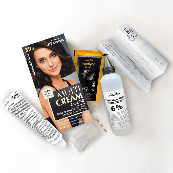 Joanna Multi Cream Color Farba do Włosów z Efektem 3D z Długotrwałym Efektem Nr 39.5 Herbaciany Brąz 1 Sztuka