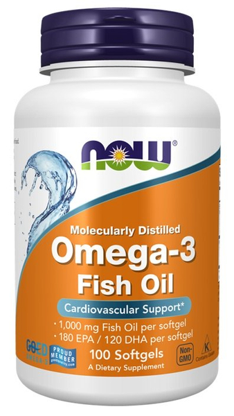 Now Foods Omega-3 Fish Oil Molecularly Distilled 100 Kapsułek