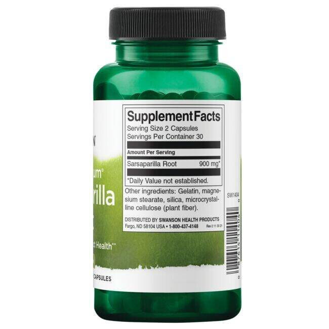 Swanson Full Spectrum Sarsaparilla Root 450mg Kolcorośl Sarsaparyla 60 Kapsułek
