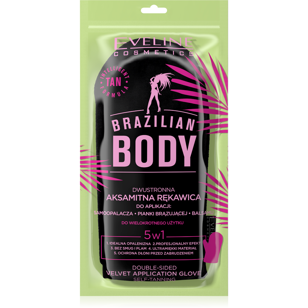 Eveline Brazilian Body Dwustronna Aksamitna Rękawica do Aplikacji Produktów do Ciała 1 Sztuka