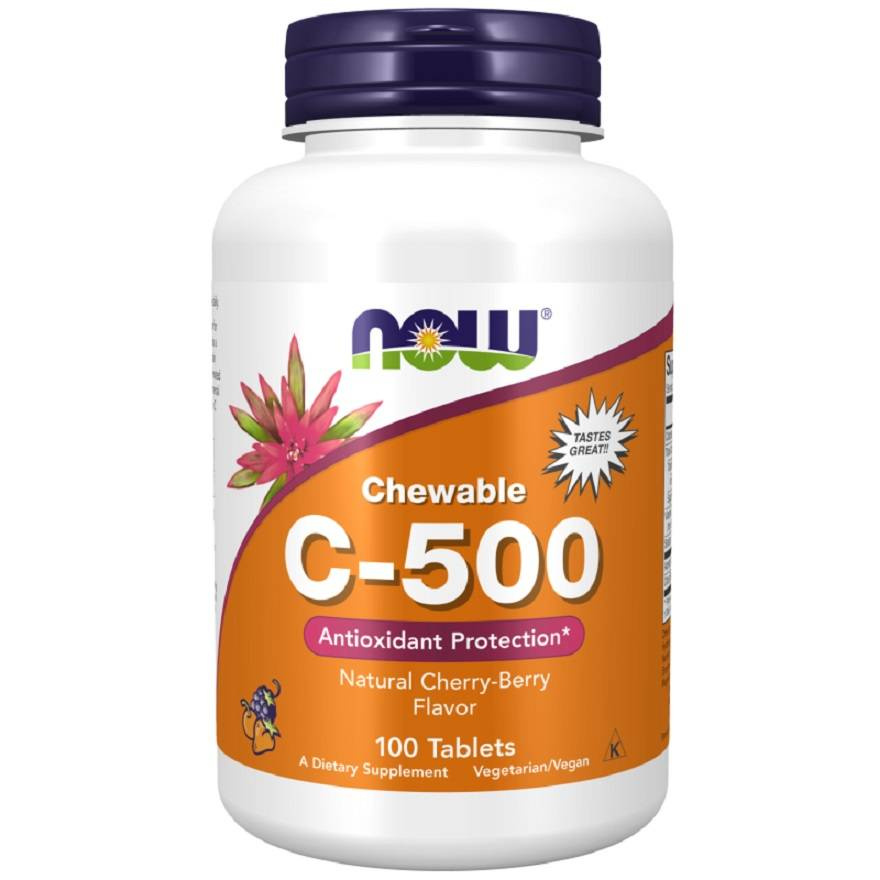 Now Foods Vitamin C-500 Chewable o Smaku Jagoda Wiśnia 100 Tabletek