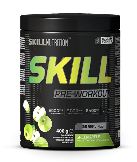 Skill Nutrition Skill Pre-Workout Przedtreningówka o Smaku Zielonego Jabłka na Energię i Wydajność 400g