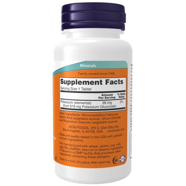 Now Foods Potassium Gluconate 99mg Potassium Gluconate Supports Muscle Health 250 Tablets