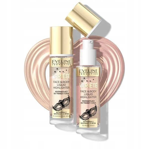 Eveline Variete Płynny Rozświetlacz do Twarzy i Ciała Nr 02 Rose Gold 30ml