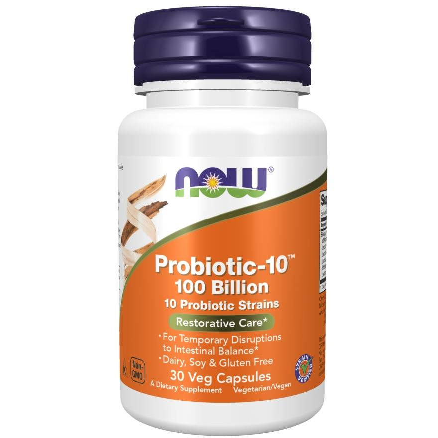 Now Foods Probiotic-10 100 Billion Wsparcie dla Układu Pokarmowego 30 Kapsułek