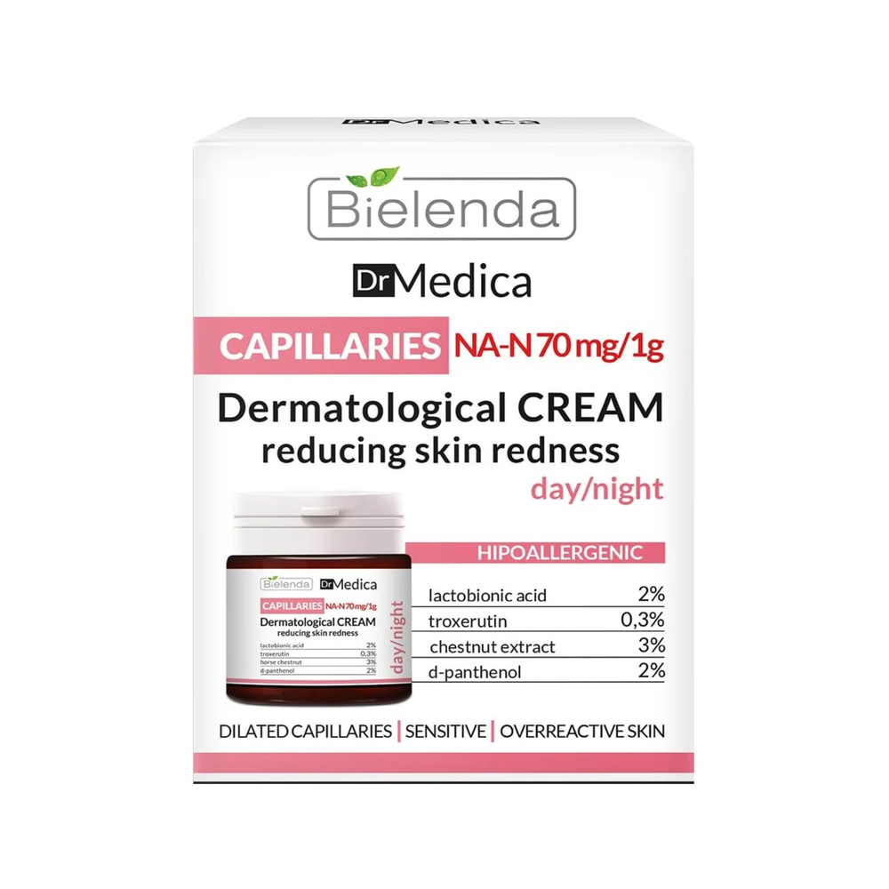 Bielenda Capillary Skin Dermatologiczny Krem do Twarzy na Zaczerwienienia na Dzień i na Noc 50ml