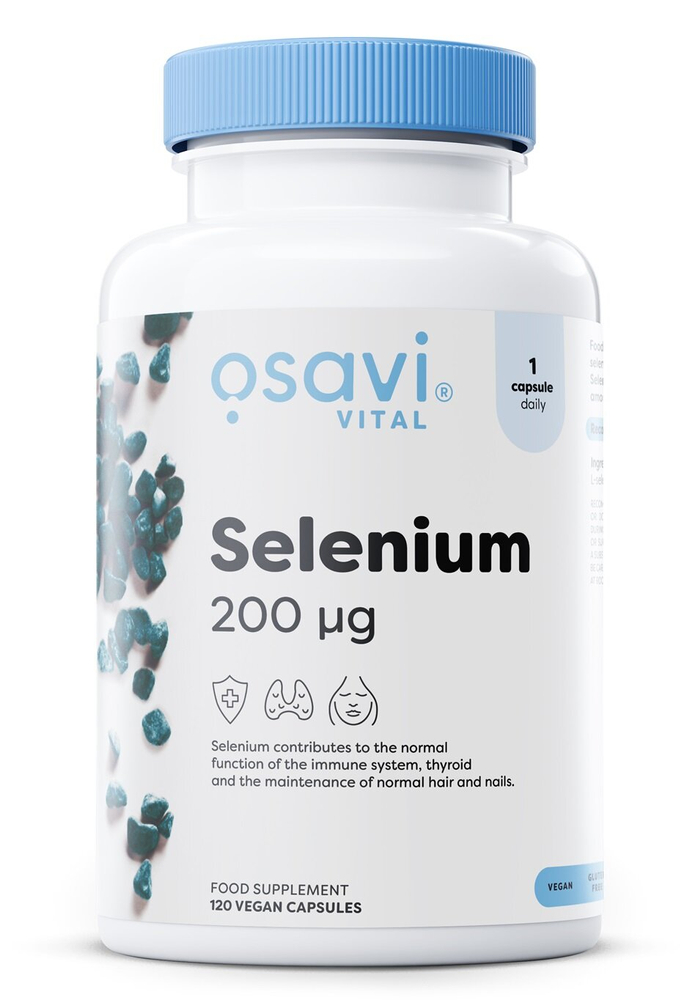 Osavi Selenium 200mcg Wspomaga Zdrowie Włosów Skóry i Paznokci 120 Vegan Capsules