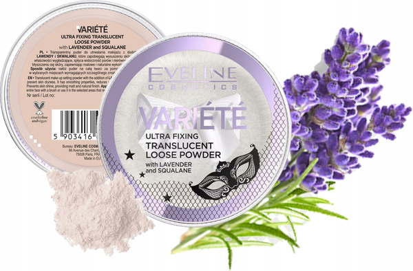 Eveline Variete Ultra Fixing Transparent Loose Face Powder with a Matte Finish Lavender Squalane 5g