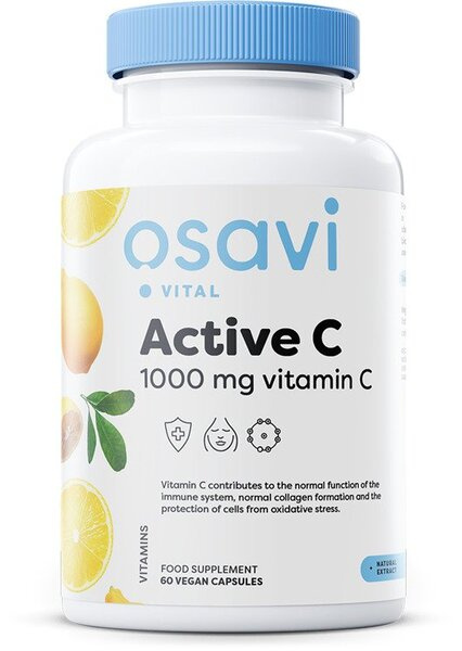 Osavi Active C 1000mg Vitamin C Supports the Immune System Bones Reduces Feeling of Fatigue 60 Vegan Capsules