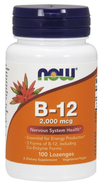Now Foods Vitamin B-12 2000mcg Wspomaga Układ Nerwowy i Odpornościowy 100 Tabletek