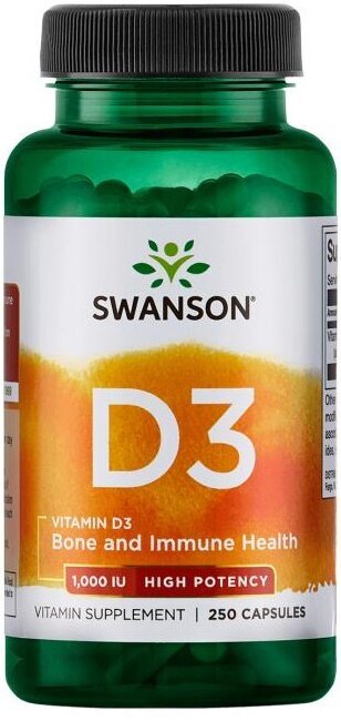 Swanson Vitamin D-3 1000 IU 250 Kapsułek